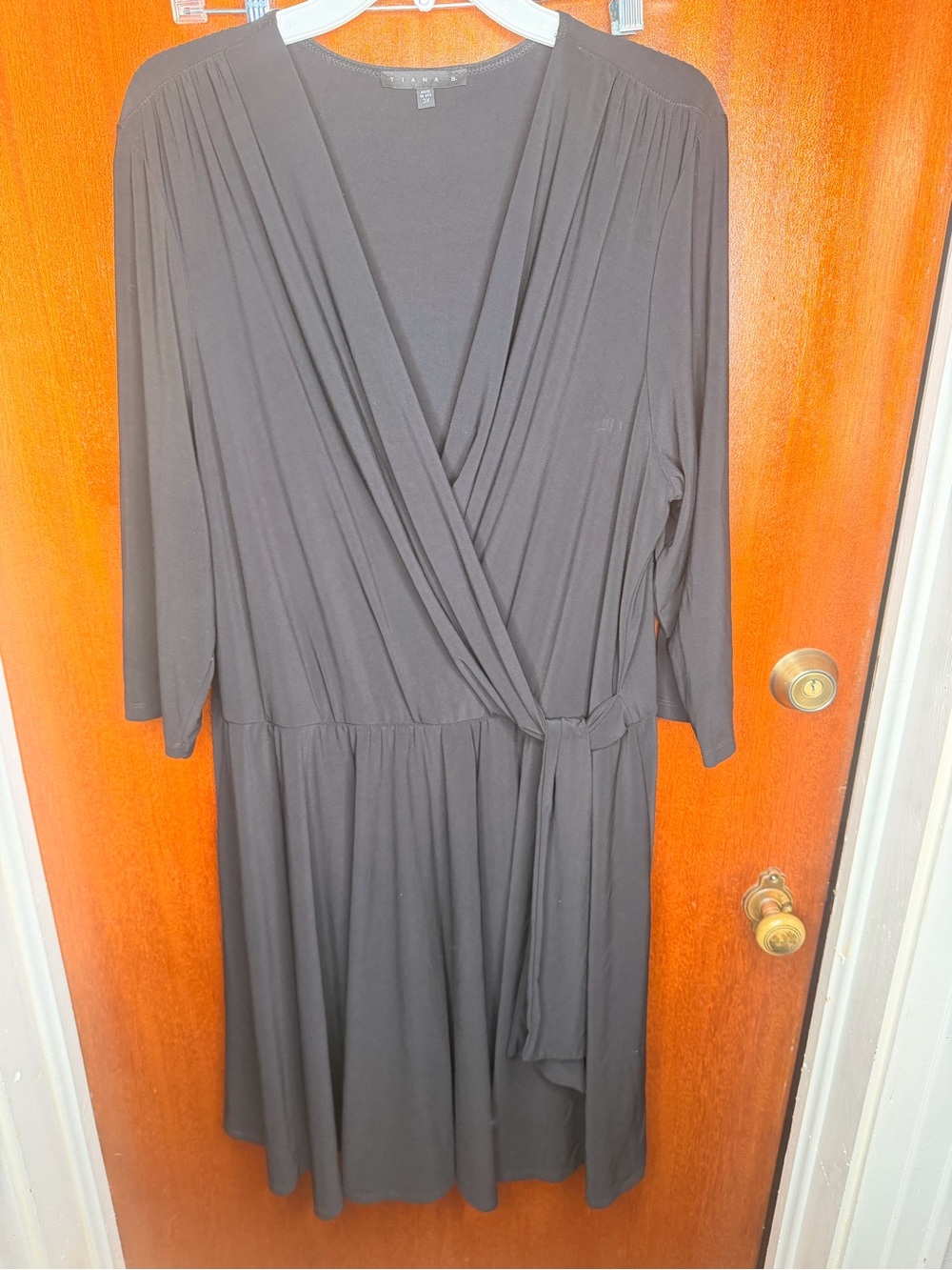 Tiana B. Black Long Sleeve Wrap Dress with Tie Waist